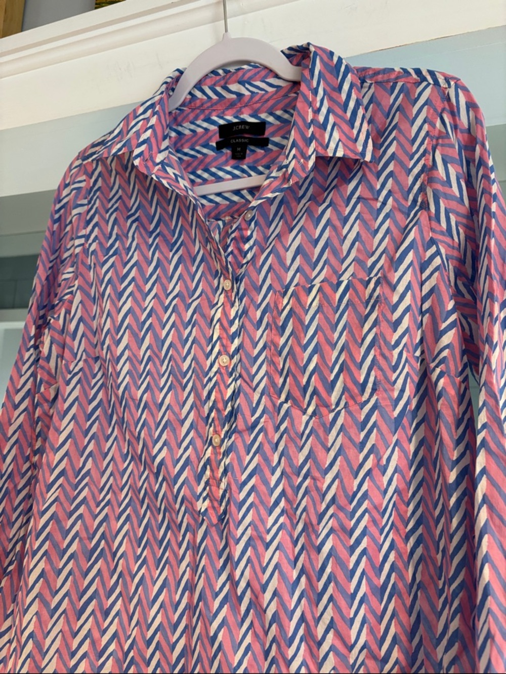 J. Crew Pink & Blue Chevron Button-Down Shirt - Picture 3 of 7